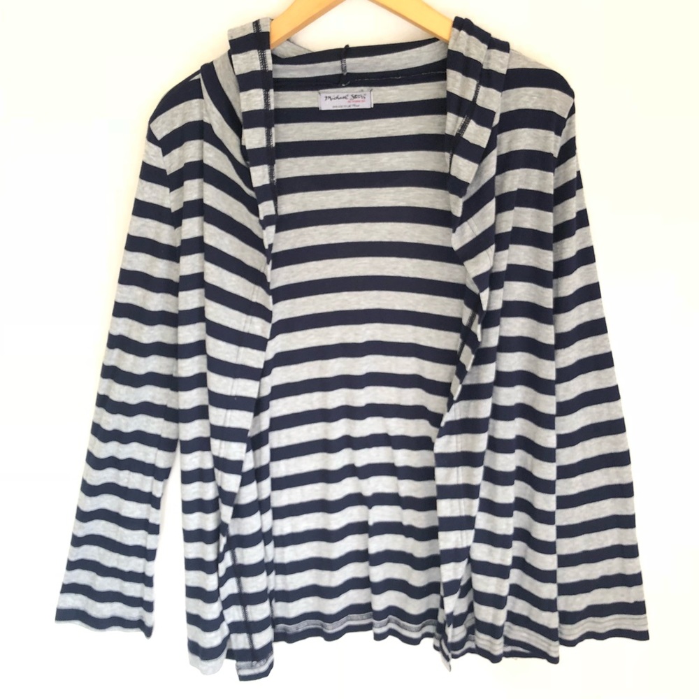 Michael Stars Open Hooded Cardigan stripe Women’s - Picture 1 of 6